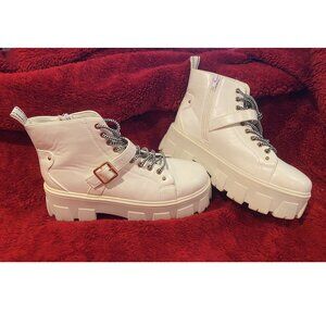 Chunky, White Platform Boots - Women's Size 8 - Like New!